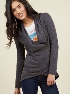Sweet Rain Airport Greeting Cardigan Charcoal M